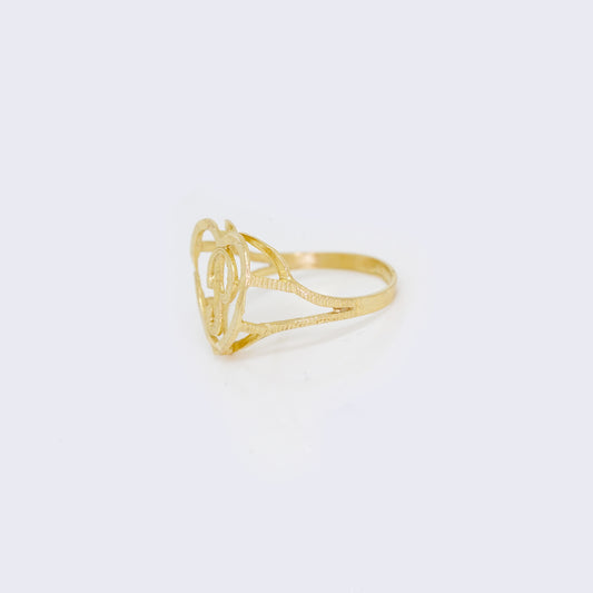 14K Heart with initial "P" Ring