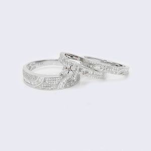14K 14K White Gold 0.92ct Diamond Wedding Band Ring Set 14K 14K White Gold 0.92ct Diamond Wedding Band Ring Set