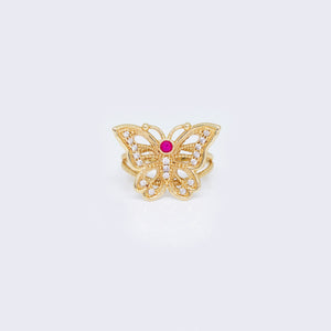 14K Cubic Zirconia Butterfly Cubic Zirconia & Ruby Ring 14K Cubic Zirconia Butterfly Cubic Zirconia & Ruby Ring
