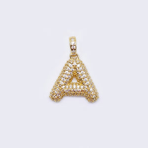 14K Cubic Zirconia "A" Initial Gold Bubble Charm 14K Cubic Zirconia "A" Initial Gold Bubble Charm