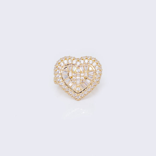 14K Cubic Zirconia BIg Heart Statement Ring