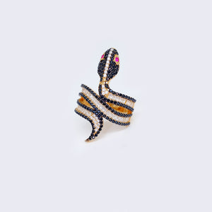 14K Multi Colors Cubic Zirconia Snake Cocktail Ring 14K Multi Colors Cubic Zirconia Snake Cocktail Ring