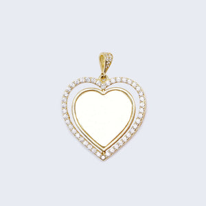 14K Gold Double Heart with Cubic Zirconia Stones Picture Charm SMALL 14K Gold Double Heart with Cubic Zirconia Stones Picture Charm SMALL