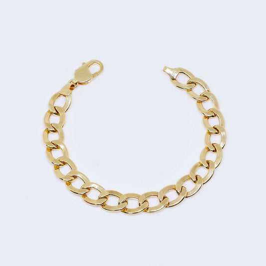 14K Gold Hollow Curb Cuban Bracelet 8 1/2¨ 9.2 mm Thick