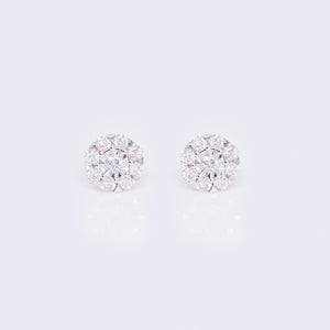 14K White Gold Flower Cluster 0.5ct Diamond Stud Earrings 14K White Gold Flower Cluster 0.5ct Diamond Stud Earrings