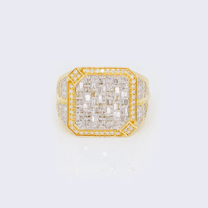 14K Round & Baguette 0.86ct Diamond Statement Octagon Pinky Ring 14K Round & Baguette 0.86ct Diamond Statement Octagon Pinky Ring