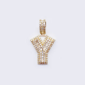 14K Cubic Zirconia "Y" Initial Gold 3D Look Charm 14K Cubic Zirconia "Y" Initial Gold 3D Look Charm