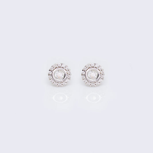 18K White Gold Cubic Zirconia Round-cut Stud Earrings
