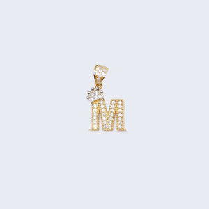14K Gold Crowned Initial Alphabet Letter “M" Cubic Zirconia Stone Pendant Charm 14K Gold Crowned Initial Alphabet Letter “M" Cubic Zirconia Stone Pendant Charm