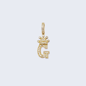 14K Gold Crowned Initial Alphabet Letter “G” Cubic Zirconia Stone Pendant Charm 14K Gold Crowned Initial Alphabet Letter “G” Cubic Zirconia Stone Pendant Charm