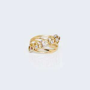 14K Gold Five Hearts with Cubic Zirconia Ring 14K Gold Five Hearts with Cubic Zirconia Ring
