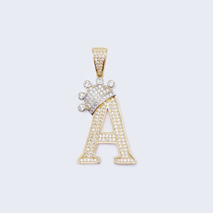 14K Gold Crowned Initial Alphabet Letter “A” Cubic Zirconia Stone Pendant Charm 14K Gold Crowned Initial Alphabet Letter “A” Cubic Zirconia Stone Pendant Charm