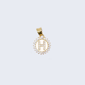 14K Gold Sun Round Design Initial Alphabet Letter “H” Cubic Zirconia Stone Pendant Charm 14K Gold Sun Round Design Initial Alphabet Letter “H” Cubic Zirconia Stone Pendant Charm
