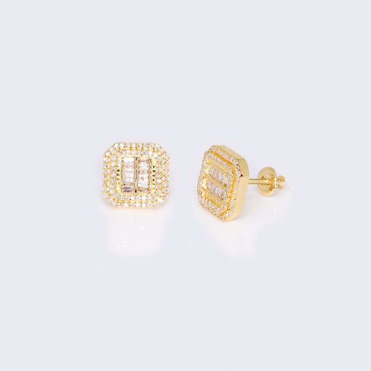 14K Gold Square Design 0.62 CTW Diamond Earrings