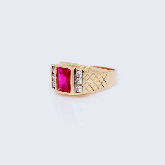 14K RED RECTANGLE WITH Cubic Zirconia STONES