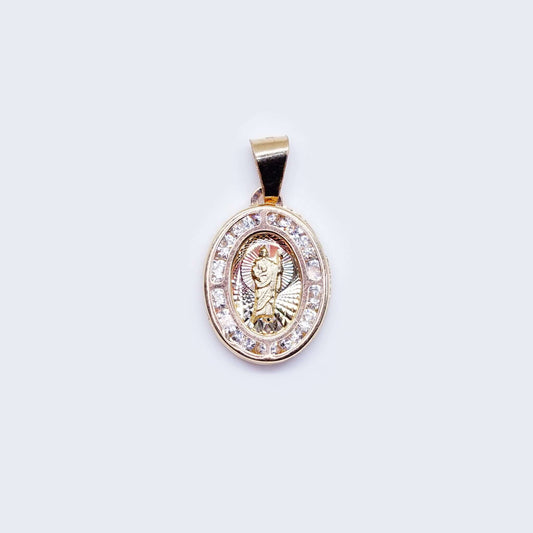 14K Saint Judas Tadeo Cubic Zirconia Pendant Charm
