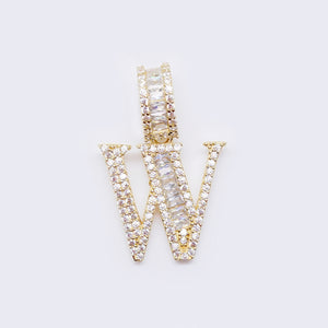 14K Cubic Zirconia "W" Initial Gold Charm 14K Cubic Zirconia "W" Initial Gold Charm