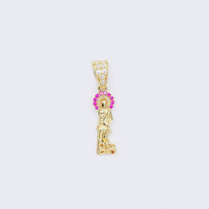14K St. Lazarus Religious Pendant with Cubic Zirconia 14K St. Lazarus Religious Pendant with Cubic Zirconia