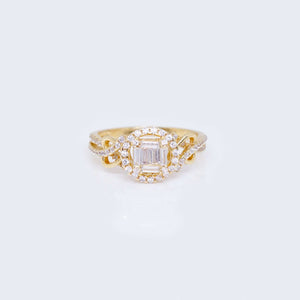 14K Gold Hollow Design Engagement Ring with Cubic Zirconia 14K Gold Hollow Design Engagement Ring with Cubic Zirconia