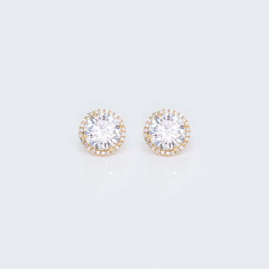 14K Round Cubic Zirconia Stud Earrings