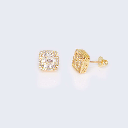 14K Gold Square Design 0.47 CTW Diamond Earrings