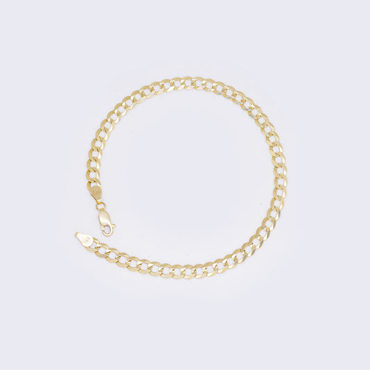 14K Yellow Gold Cuban Link Chain Ankle Bracelet 10 1/4" 6mm Thickness