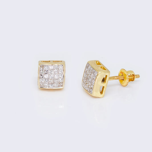 14K Princess Cut 0.48ct Diamond Square Stud Earrings