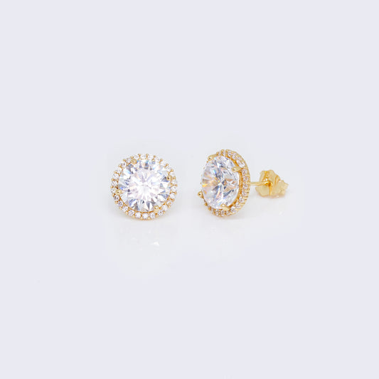 14K Round Cubic Zirconia Stud Earrings