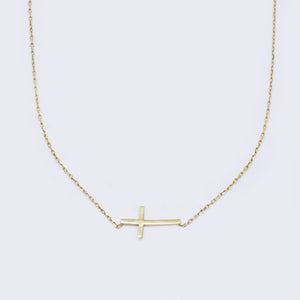 14K Sideways Horizontal Cross Pendant Necklace 14K Sideways Horizontal Cross Pendant Necklace