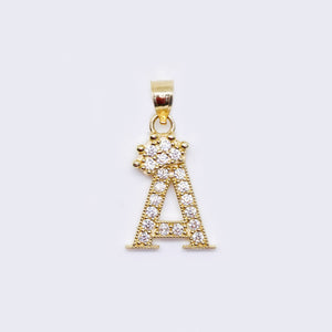 14K Cubic Zirconia "A" Initial Gold Crown Charm 14K Cubic Zirconia "A" Initial Gold Crown Charm