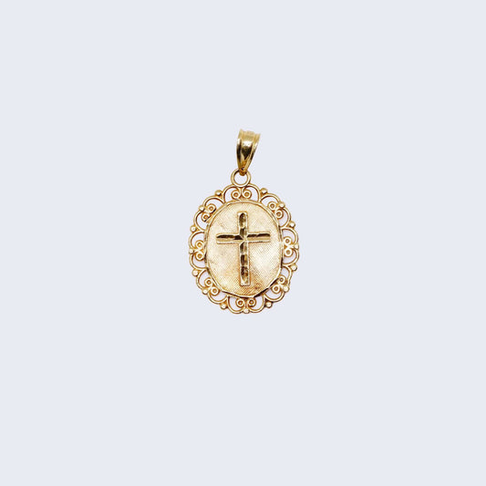 10K Gold Vintage design Cross Pendant Charm