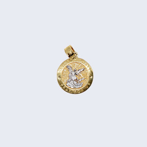 14K Gold Saint Michael Pray For Us Pendant Charm 14K Gold Saint Michael Pray For Us Pendant Charm