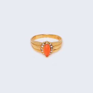 14K Yellow Gold Orange Cubic Zirconia Stones Ring 14K Yellow Gold Orange Cubic Zirconia Stones Ring