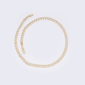 10K Yellow Gold Cuban Pave Chain Ankle Bracelet 13 1/4" 4mm Thickness 10K Yellow Gold Cuban Pave Chain Ankle Bracelet 13 1/4" 4mm Thickness