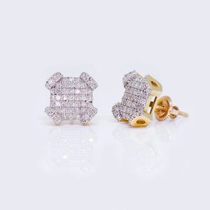 10K Catercorner Square Micro 0.6ct Diamond Pave Iced Earrings 10K Catercorner Square Micro 0.6ct Diamond Pave Iced Earrings