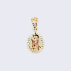 14K Tri-Colors Our Lady of Guadalupe with Cubic Zirconia 14K Tri-Colors Our Lady of Guadalupe with Cubic Zirconia