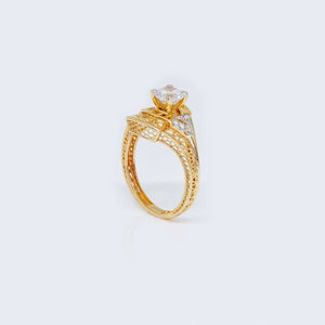 14K Gold Hollow Royal Design Engagement Ring with Cubic Zirconia 14K Gold Hollow Royal Design Engagement Ring with Cubic Zirconia