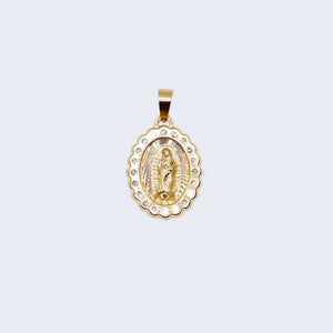 10K Gold Virgen de Guadalupe with Cubic Zirconia Stones Pendant Charm 10K Gold Virgen de Guadalupe with Cubic Zirconia Stones Pendant Charm