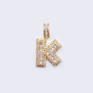 14K Cubic Zirconia "K" Initial Gold 3D Look Charm 14K Cubic Zirconia "K" Initial Gold 3D Look Charm