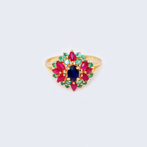 14K Yellow Gold Ruby, Esmerald & Diamond Ring 14K Yellow Gold Ruby, Esmerald & Diamond Ring