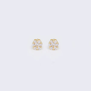 14K Flower Cluster Stud Cubic Zirconia Earrings 14K Flower Cluster Stud Cubic Zirconia Earrings