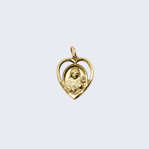 14K Gold Heart Hollow Virgin Mary Pendant Charm 14K Gold Heart Hollow Virgin Mary Pendant Charm