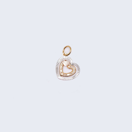14K Two Tones Gold Hearts Pendant Charm