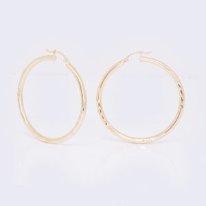 14K Leaf Textured Tube Hoops 35mm/40mm/44mm/50m/64mm/70mm 14K Leaf Textured Tube Hoops 35mm/40mm/44mm/50m/64mm/70mm