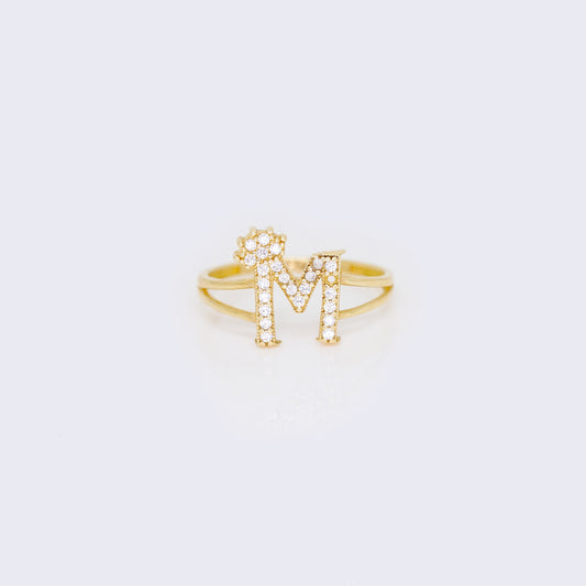 14K Ladies' Crown Initial Letter Ring "M"