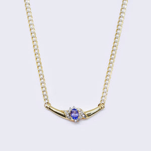 14K Tanzanite and Cubic Zirconia Split Chain Necklace 14K Tanzanite and Cubic Zirconia Split Chain Necklace