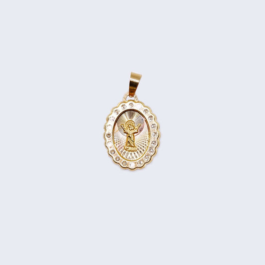 10K Gold Divine Child with Cubic Zirconia Stones Pendant Charm