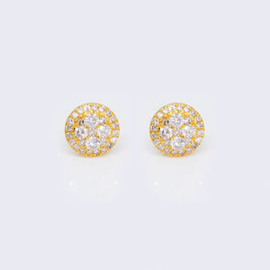 14K Round Halo Crown 0.65ct Diamond Stud Earrings 14K Round Halo Crown 0.65ct Diamond Stud Earrings