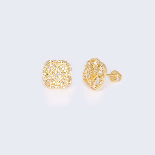 14K Gold Clover Design 0.75 CTW Diamond Earrings