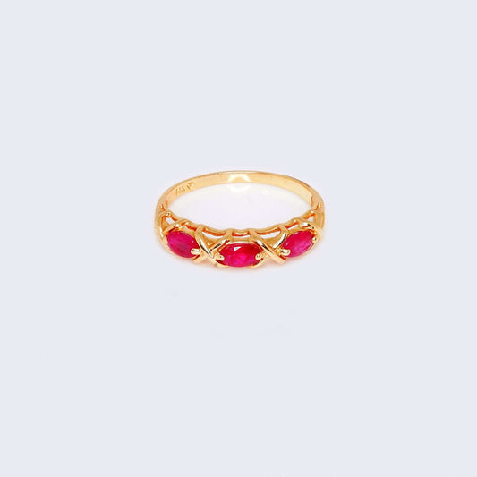 14K Yellow Gold Ruby Stones Ring